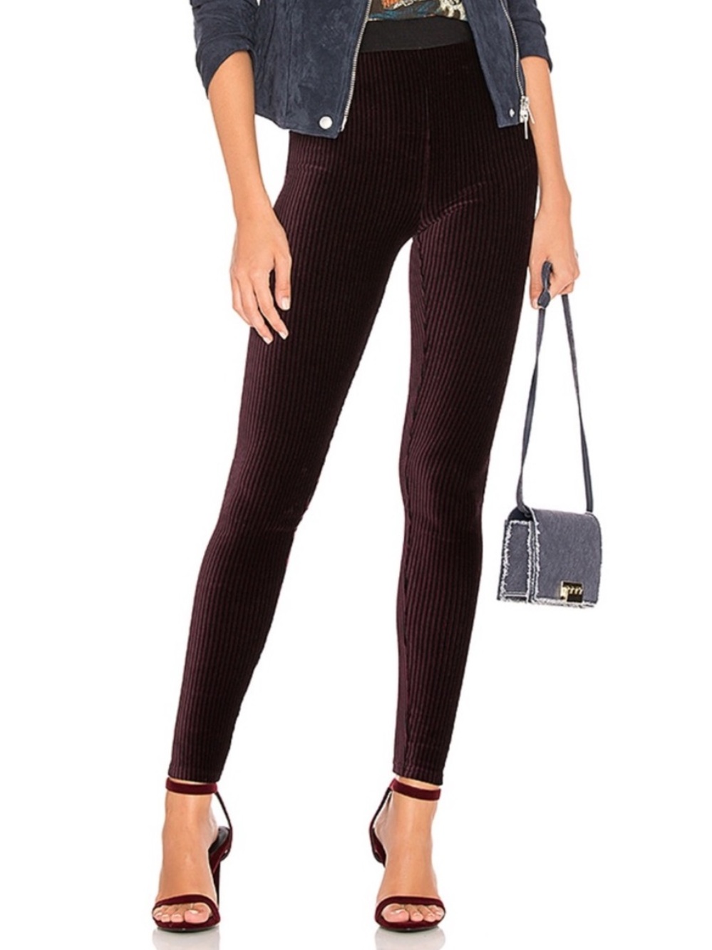 NWT Free People Here We Go Velvet Velour Striped Leggings Women’s Size S